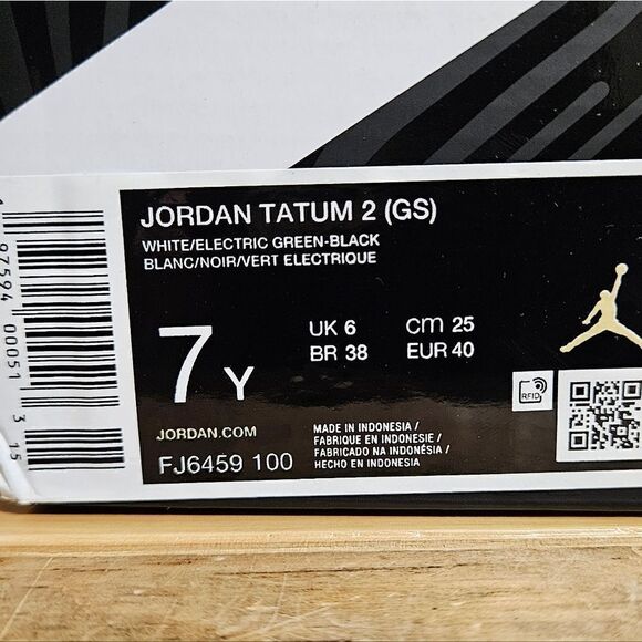 Nike Jordan Tatum 2 GS White Green Black Basketball Kids Sneaker Shoe FJ6459-100 - Picture 10 of 11